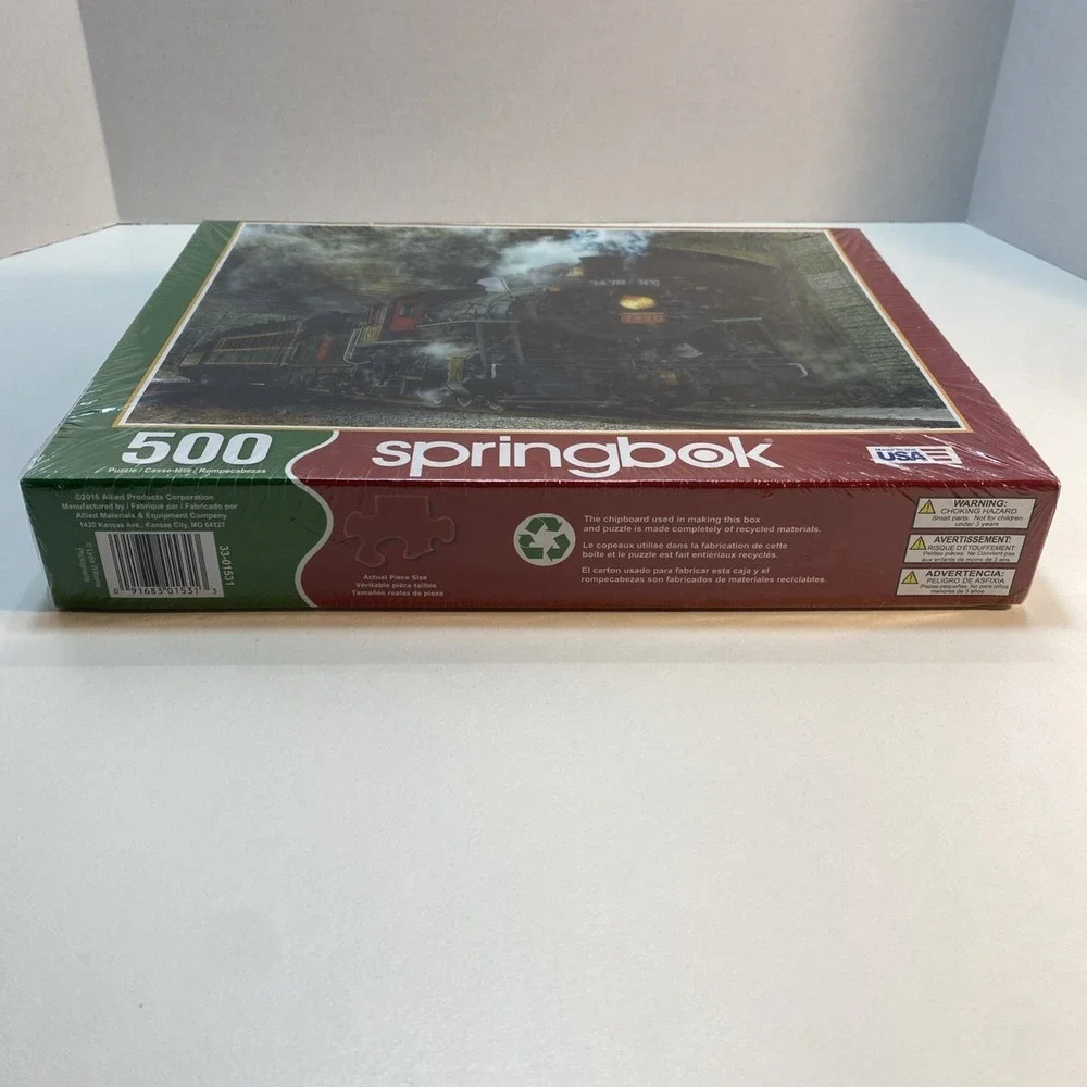 Springbok Jigsaw Puzzle 500 Piece Train Green‎ Mountain Express Locomotive NEW